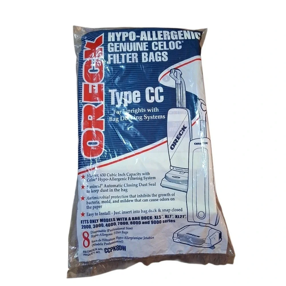 Oreck XL Type CC Vacuum Cleaner Filter Bags Easy To Install Pack of 8 CCPK8DW